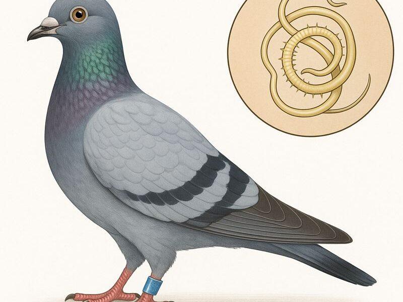 Cheilospirura spinosa parasite rare du pigeon voyageur