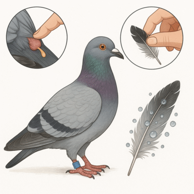 Pigeon voyageur glande uropygienne et impermeabilite