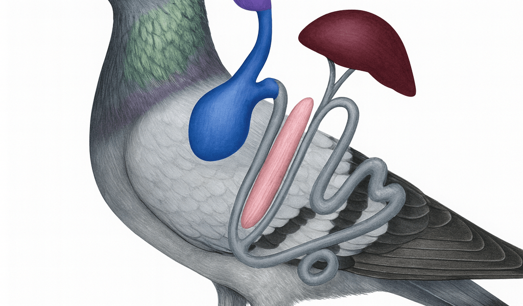 Le bec et le jabot chez le pigeon