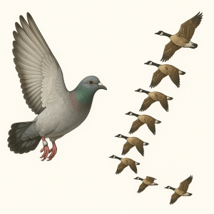 Les formations de vol chez les pigeons