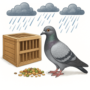 Alimentation des pigeons voyageurs avant le lacher